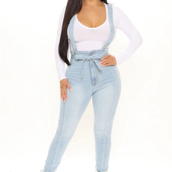 Fashion Nova Denim - Fashion Nova Light Blue Women's Jeans Overalls
